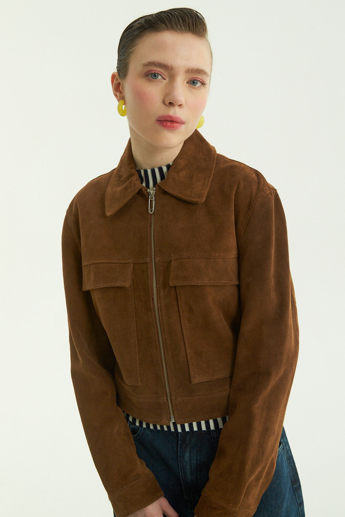 CAMPERA DE CUERO ONIX GAMUZÓN