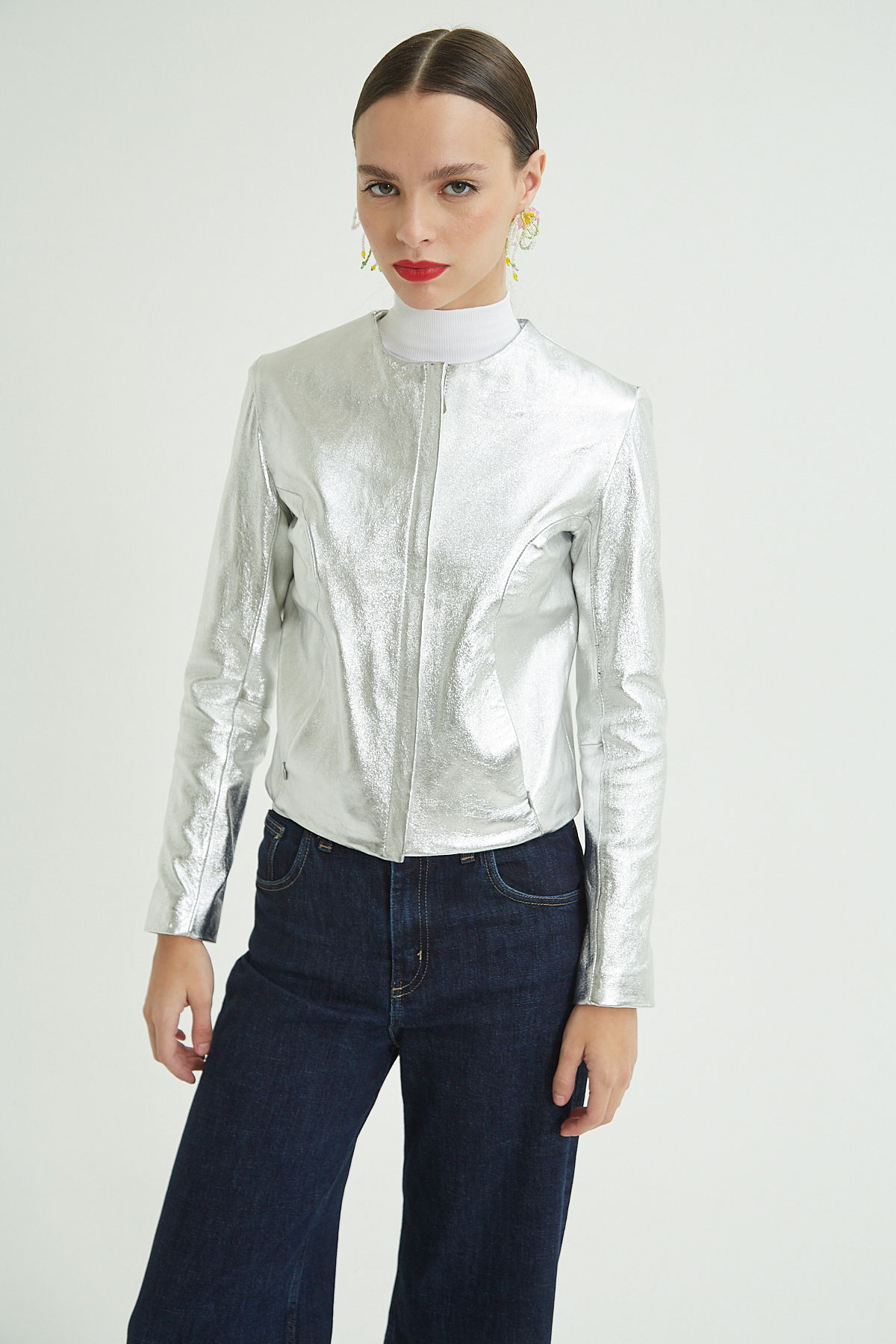 CAMPERA DE CUERO MARION METALIZADA // OVINO ITALIANO