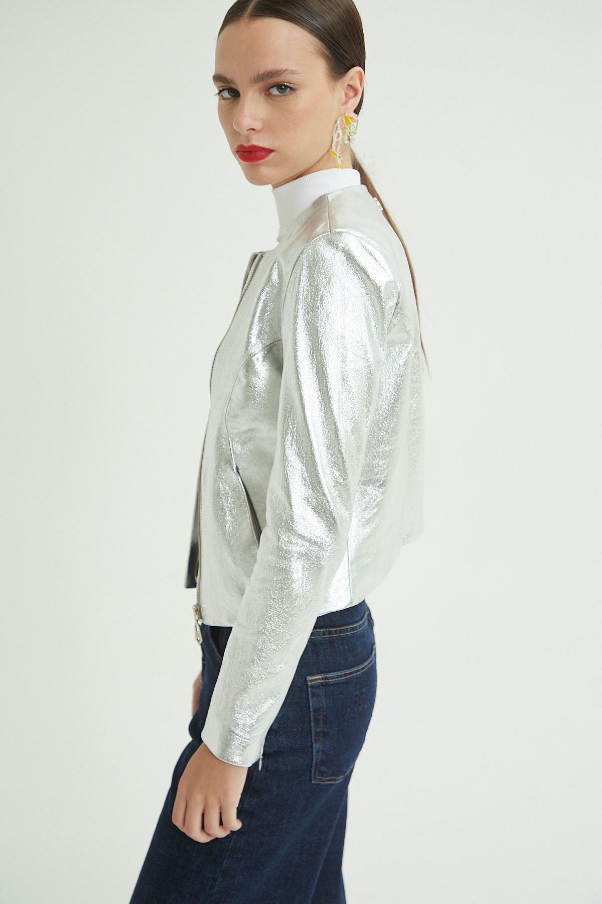 CAMPERA DE CUERO MARION METALIZADA // OVINO ITALIANO