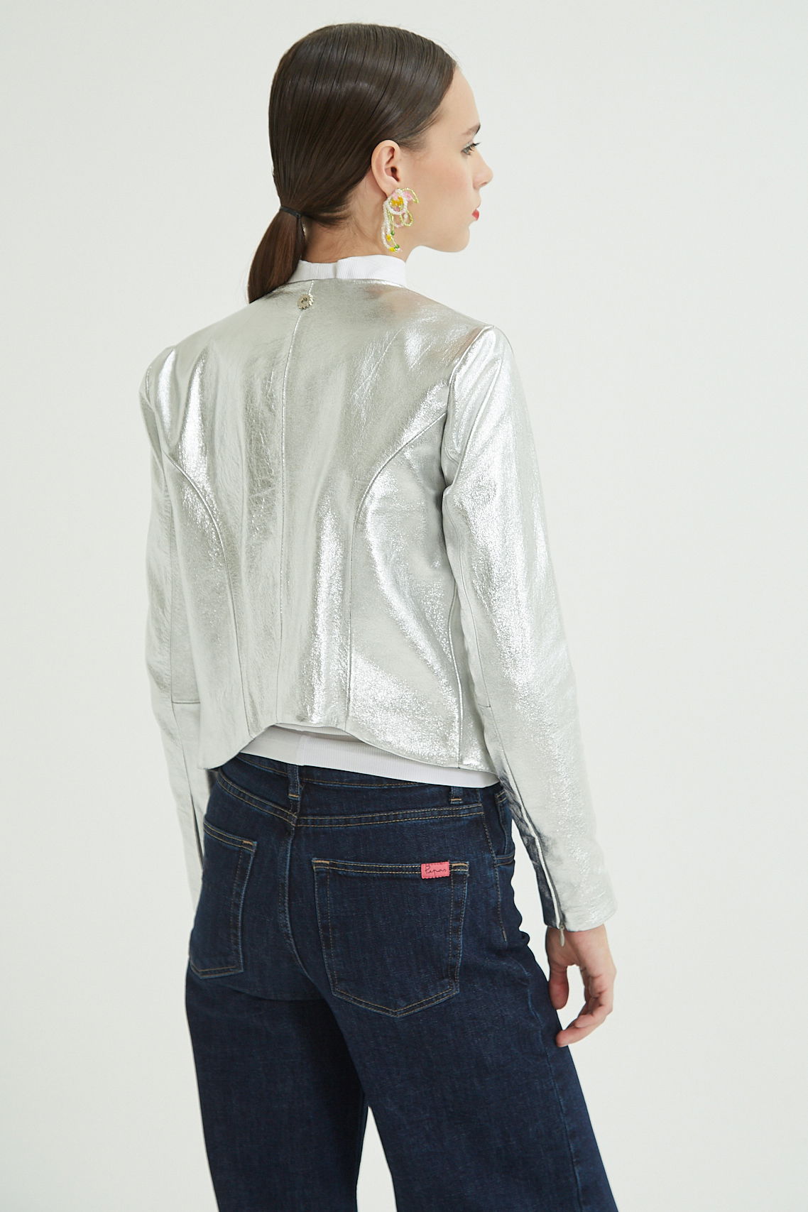 CAMPERA DE CUERO MARION METALIZADA // OVINO ITALIANO