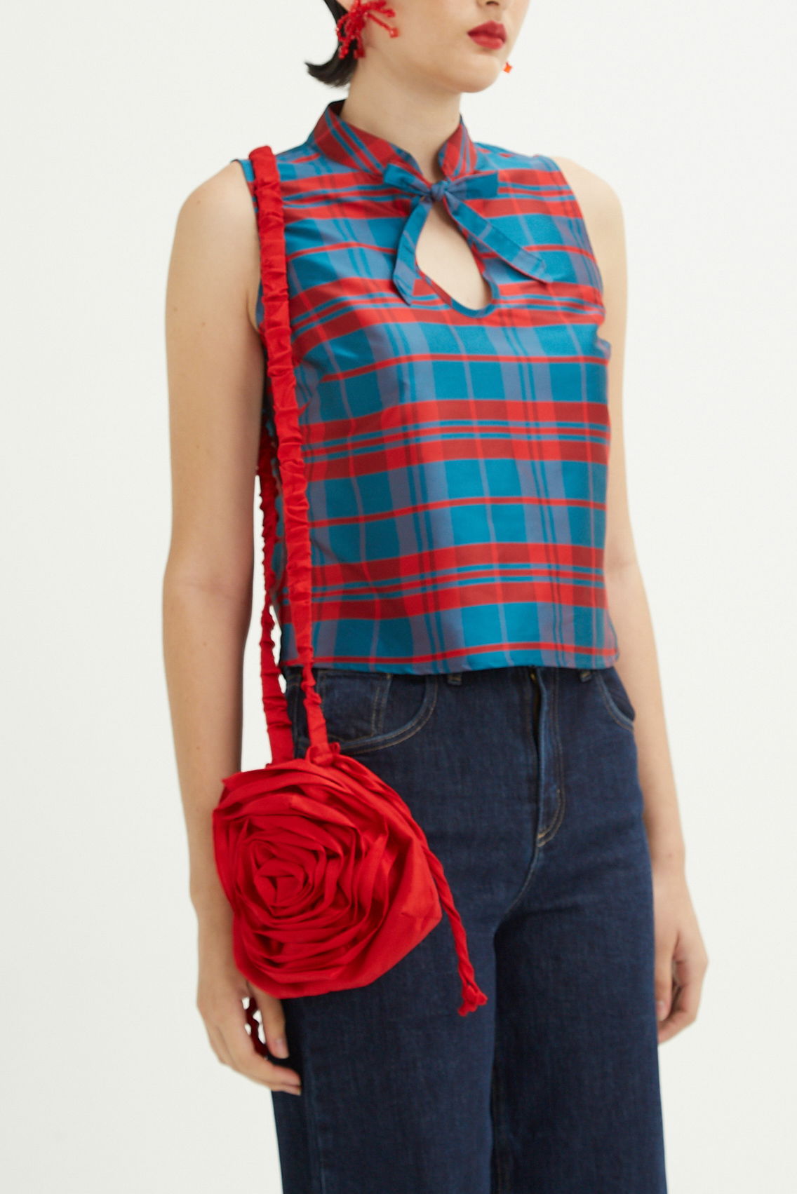 TOP SIN MANGAS CORINA ESTAMPADO CHECK