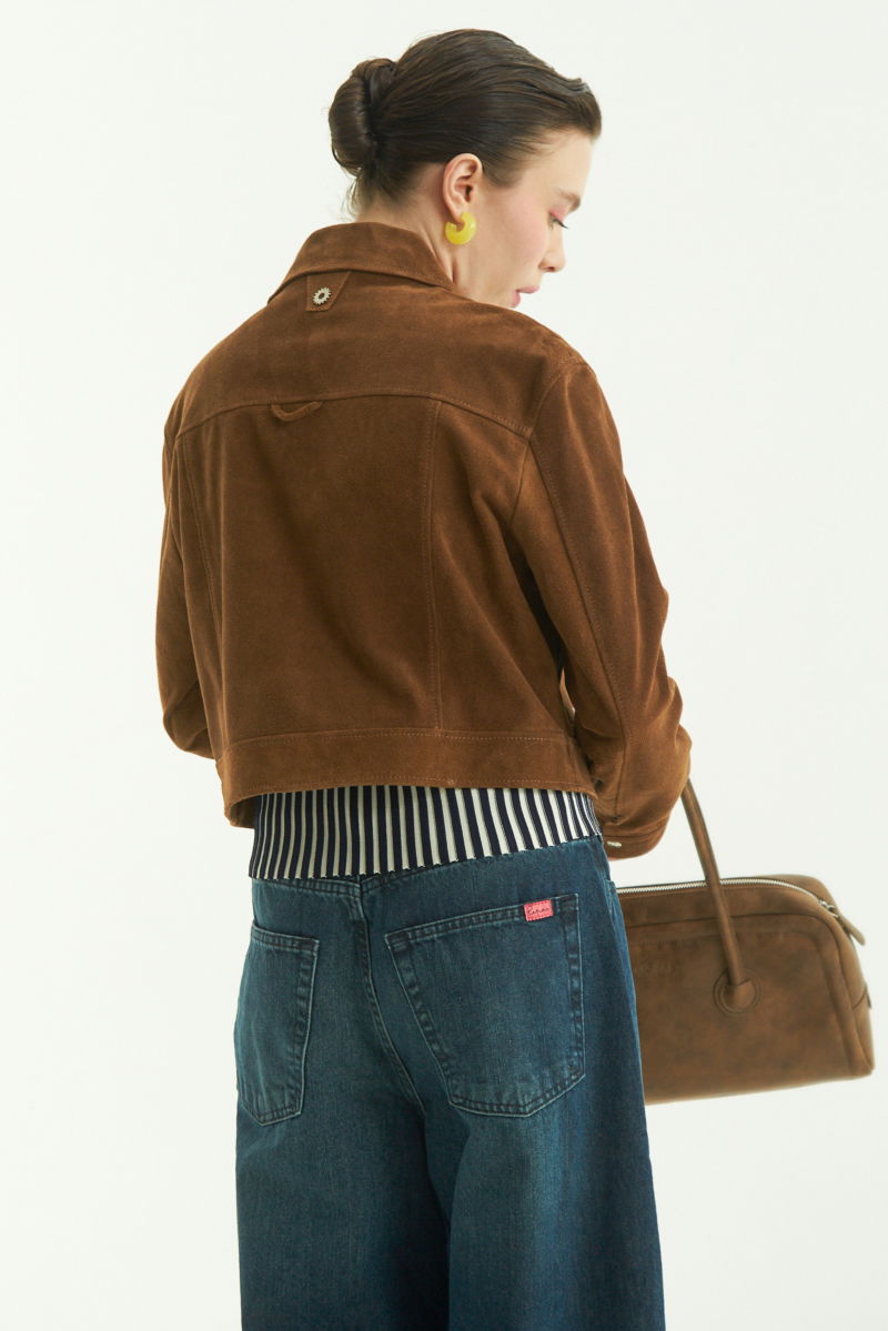 CAMPERA DE CUERO ONIX GAMUZÓN