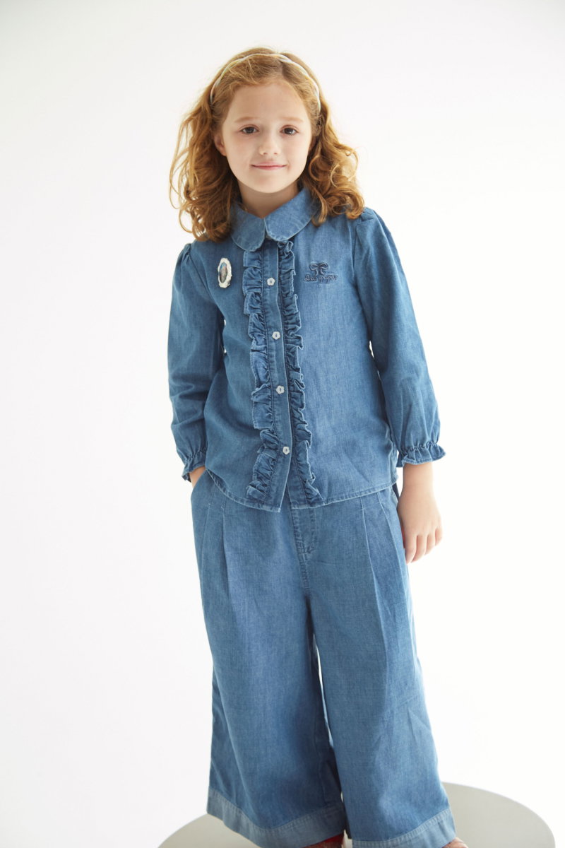 CAMISA INFANTIL DE ALGODÓN CON VOLADOS