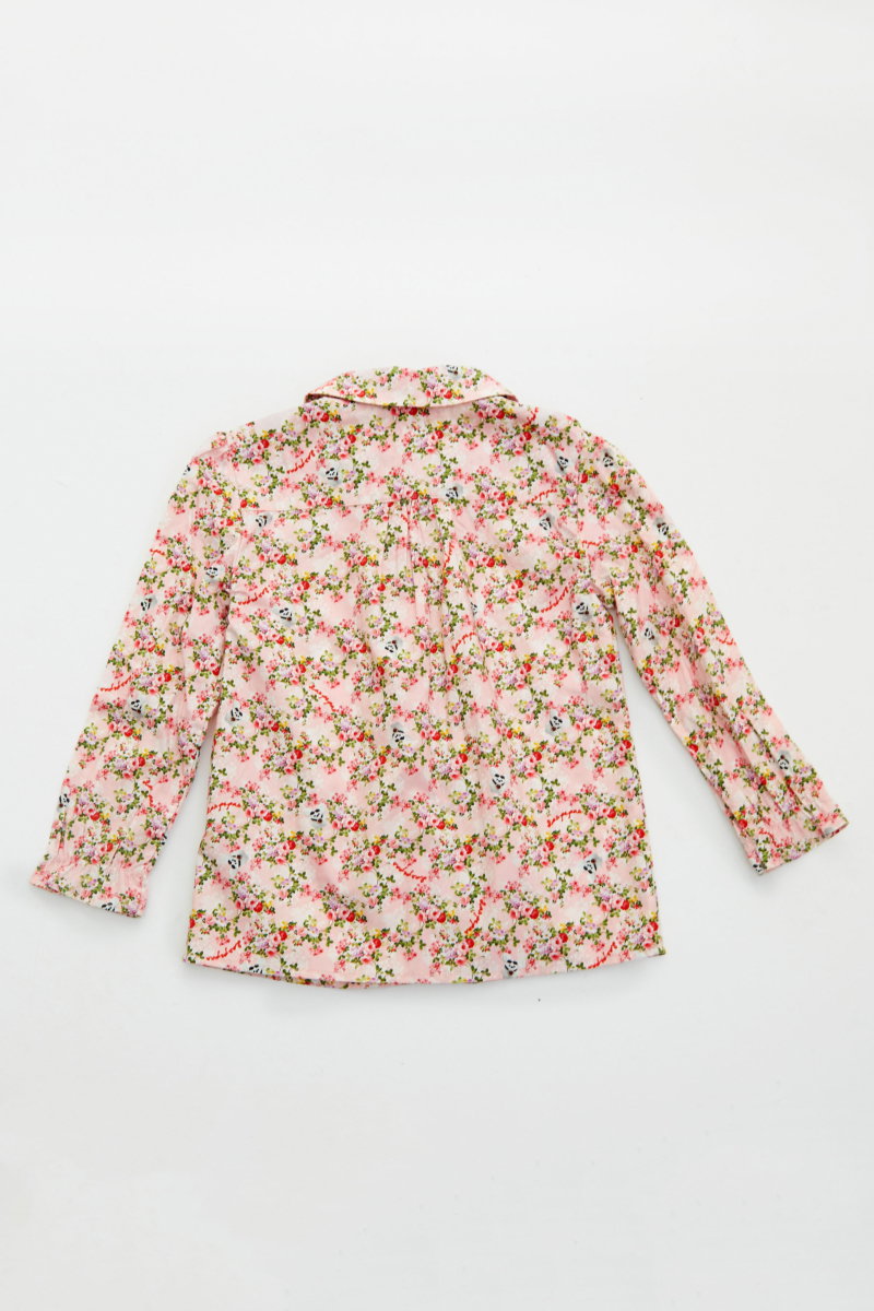 CAMISA INFANTIL DE ALGODÓN CON VOLADOS. 
