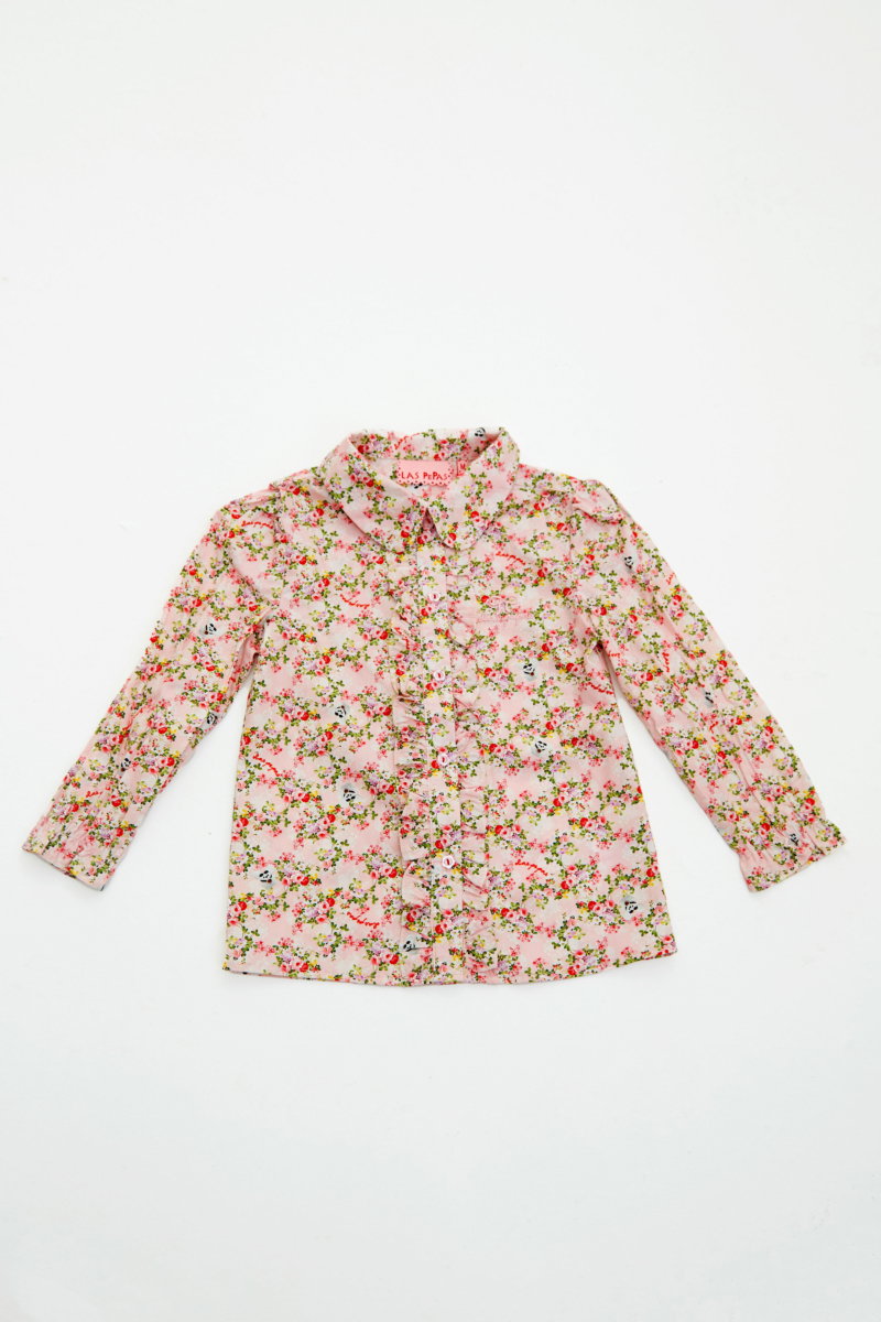 CAMISA INFANTIL DE ALGODÓN CON VOLADOS. 
