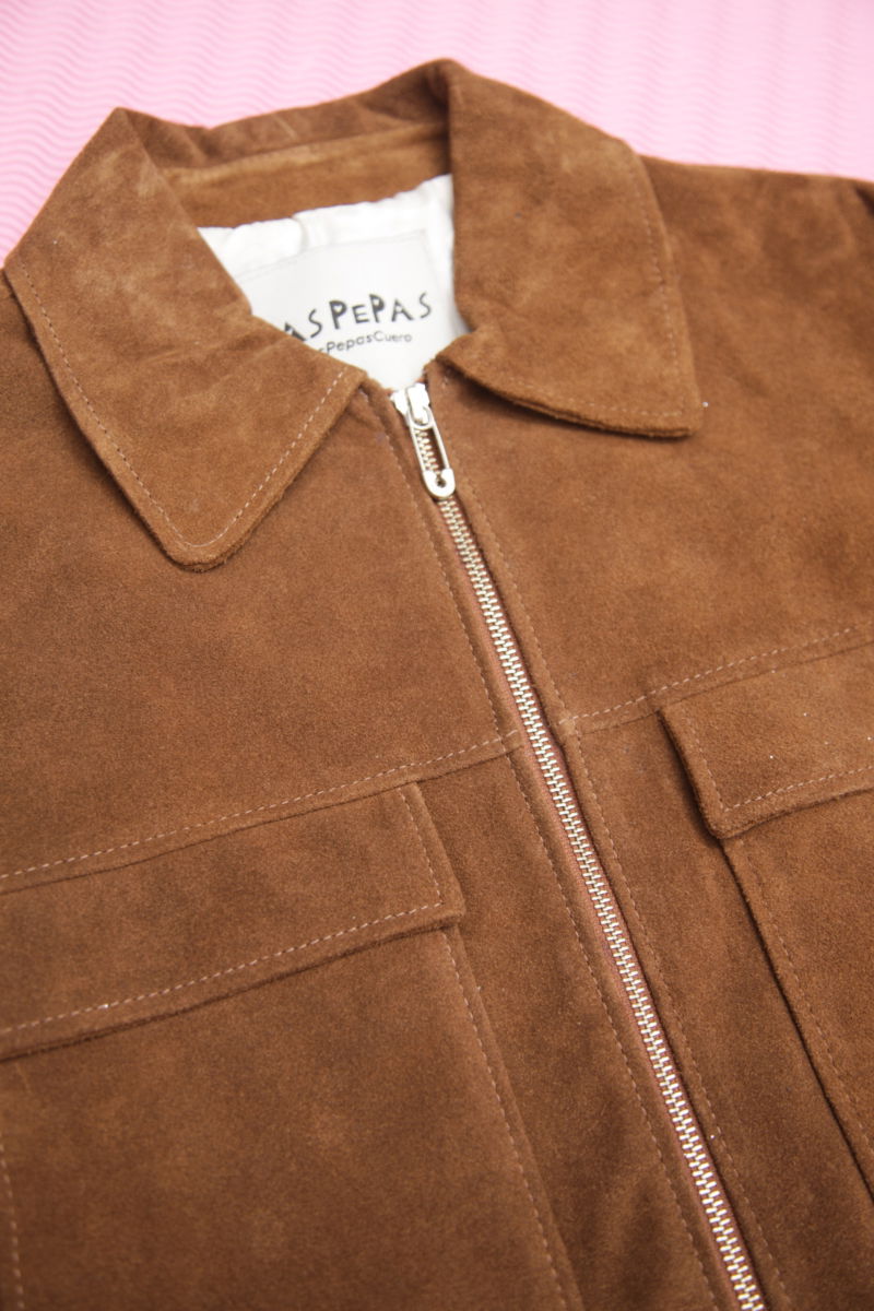 CAMPERA DE CUERO ONIX GAMUZÓN