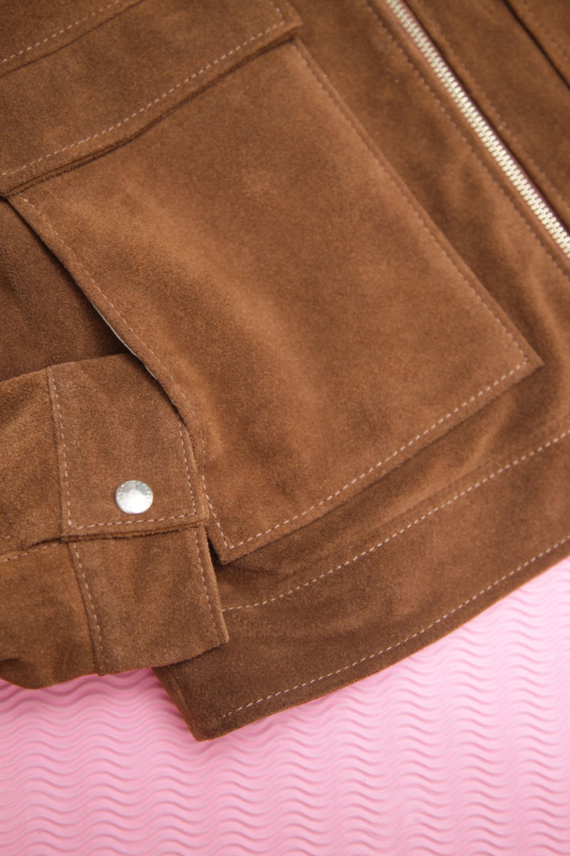 CAMPERA DE CUERO ONIX GAMUZÓN