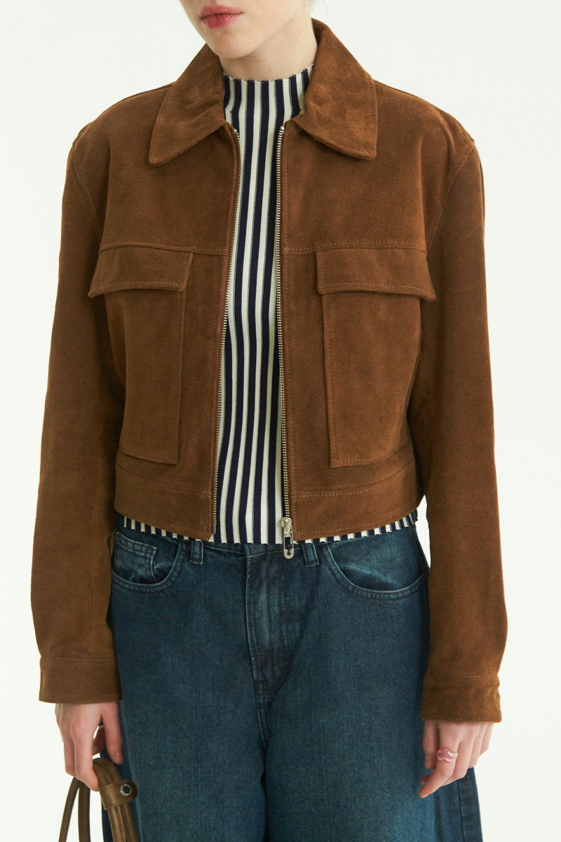 CAMPERA DE CUERO ONIX GAMUZÓN